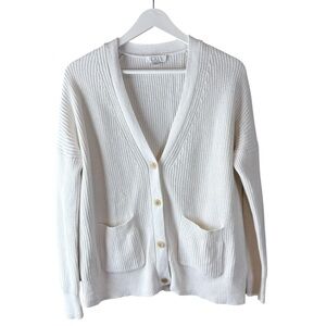 J. Crew Ivory V-Neck Cashmere Cotton Blend Slouchy Cardigan Sweater Size XS